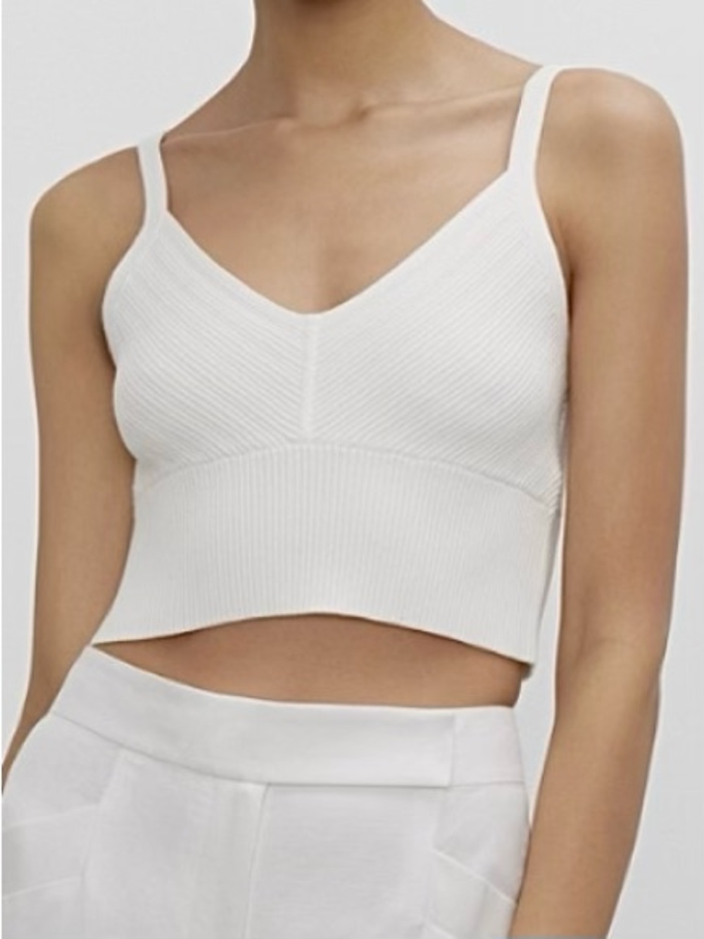 Club Monaco Ribbed Crop Top Sweater White Size S